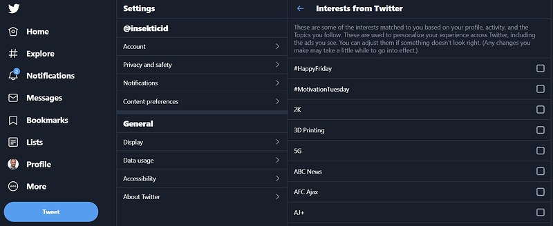 Solved - How to remove (uncheck) all your Twitter interests?