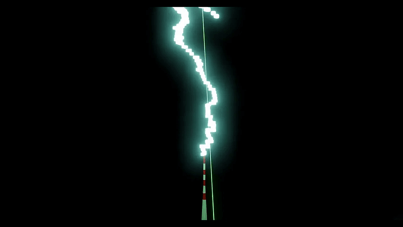 Lightning strike hits the rod