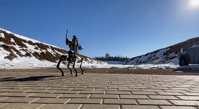 Robot dog with a mounted gun in Russia