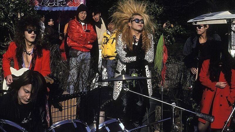 Meeting point for punk and rock musicians in Harajuku district in Tokyo, Japan in 1998.