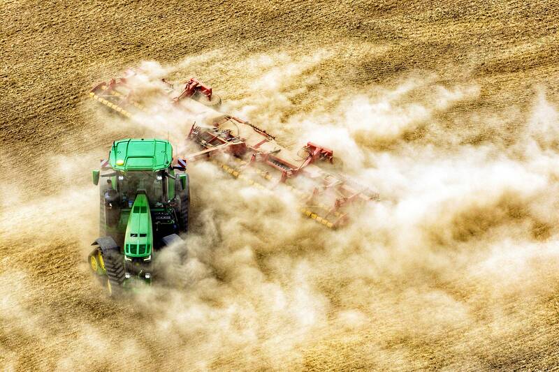 John Deere tractor in field