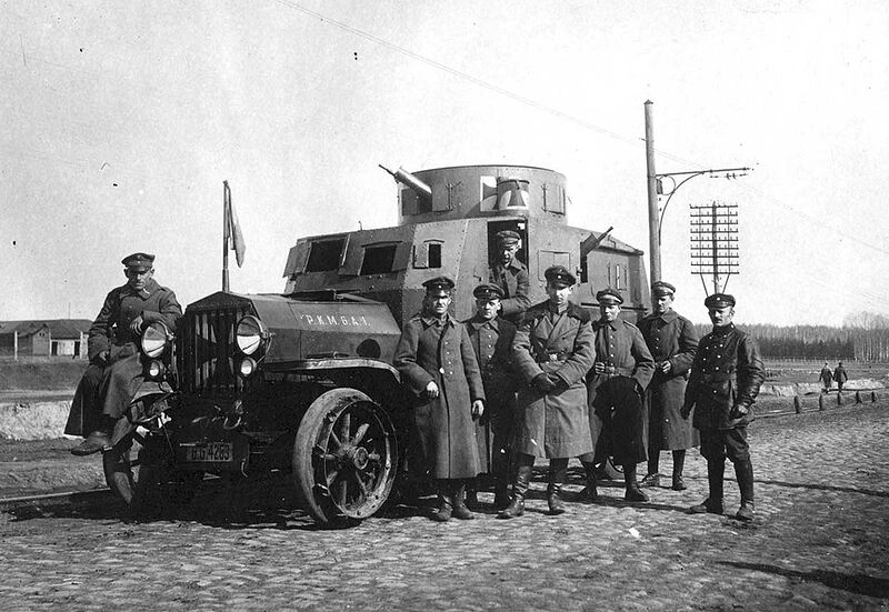 German officers with an armored car, Ukraine, Spring of 1918.