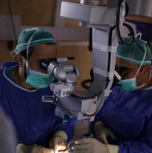 The surgery team working on the implant at Rambam Hospital in Haifa.