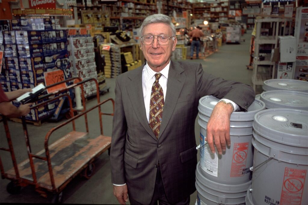 Home Depot CEO Bernie Marcus poses for a portrait in a Home Depot store October 15, 1998.