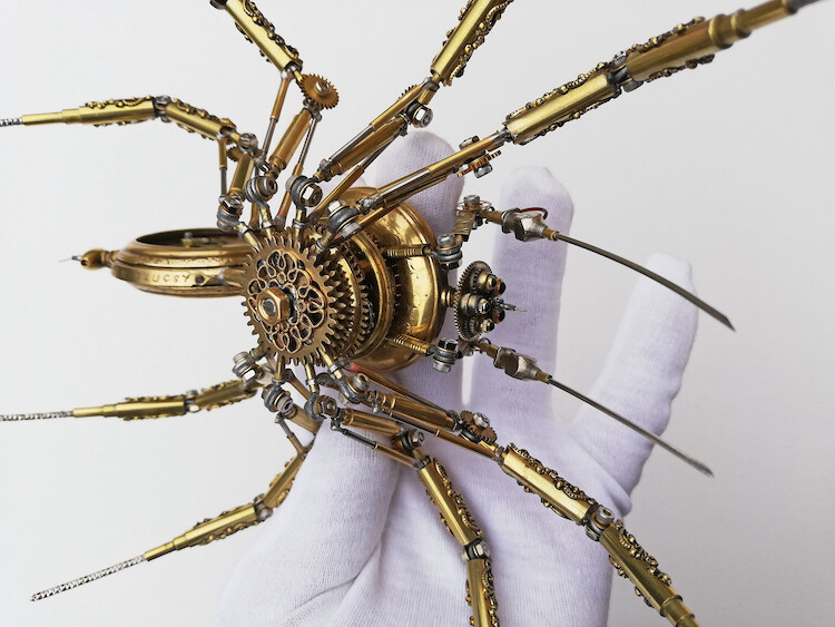 Steampunk Spider Made From Antique Watches by Peter Szucsy