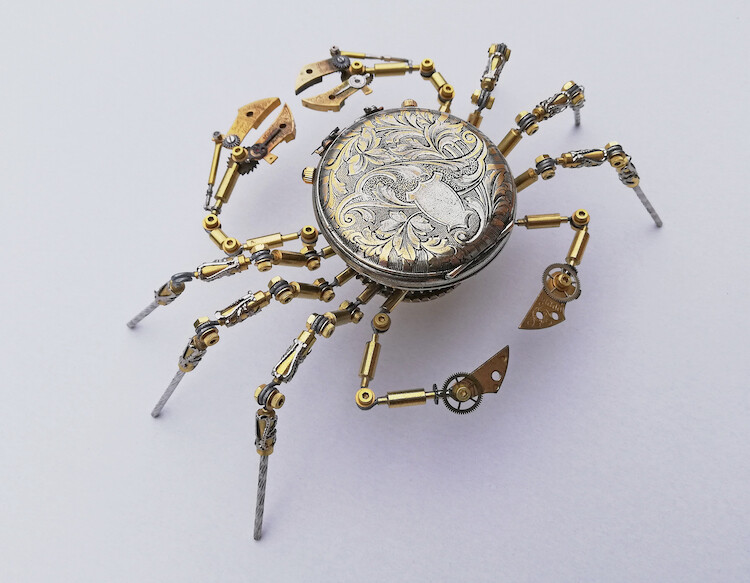 Steampunk Crab Made From Antique Watches by Peter Szucsy