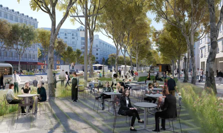 An image showing the planned redevelopment of the Champs-Élysées