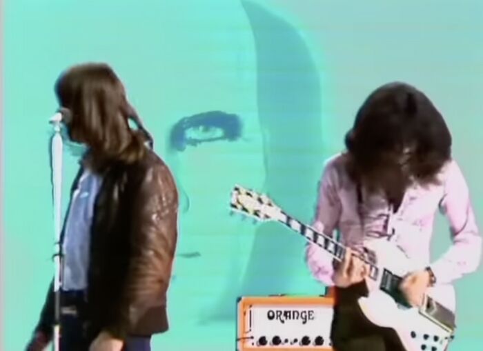 Tony Iommi playing guitar through an Orange amplifier, from the famous Beat-Club performance in 1970.