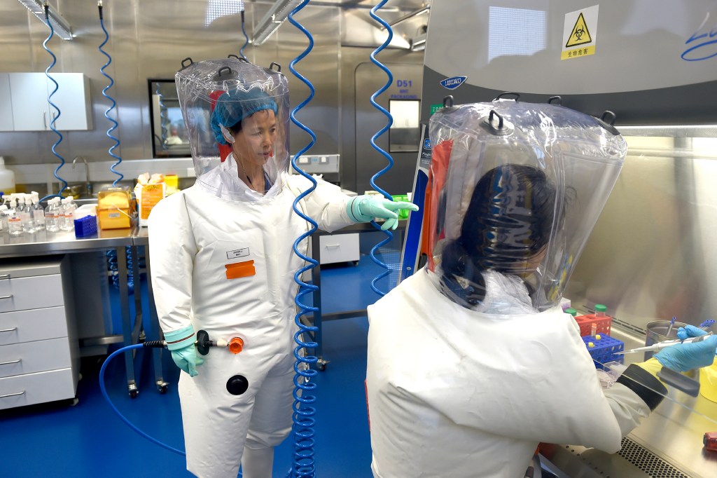 Shi Zhengli works with other researchers in a lab at the Wuhan Institute of Virology in Wuhan in central China's Hubei province on Feb. 23, 2017.
