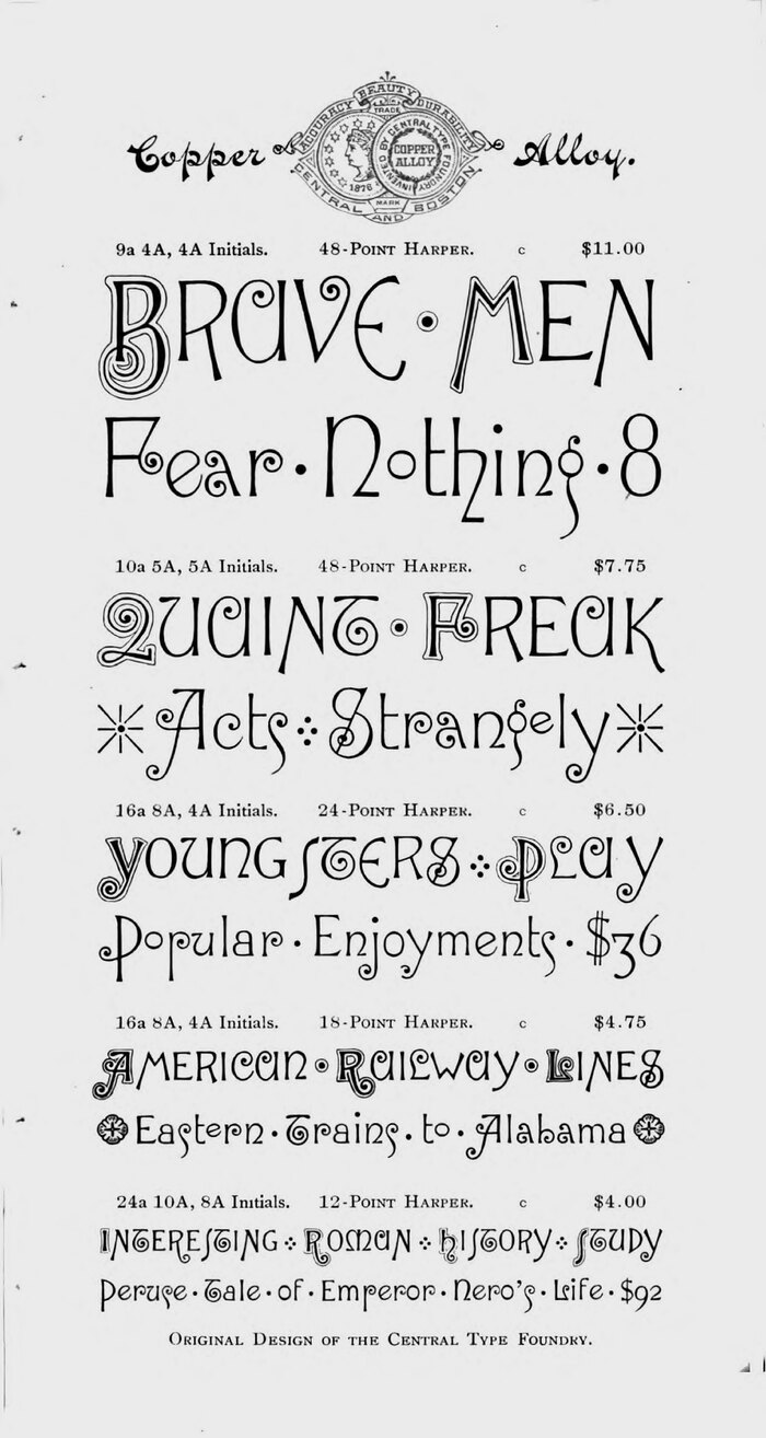 1892 Central Type Foundry specimen of Harper.