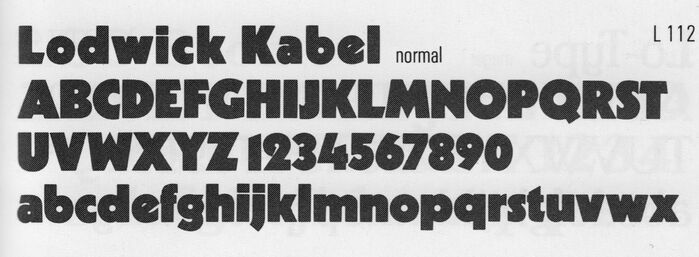 Lodwick Kabel as shown in a 1990 specimen book from the TypoBach typesetting company.