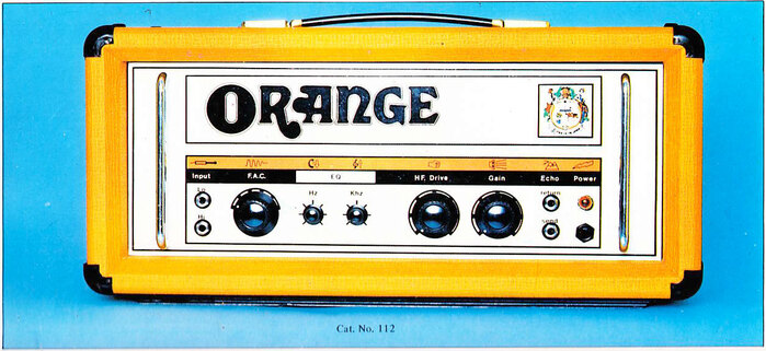 The Orange amplifier logo as seen on an item in their circa 1970 catalog, seemingly based on some adaptation of the Harper typeface.
